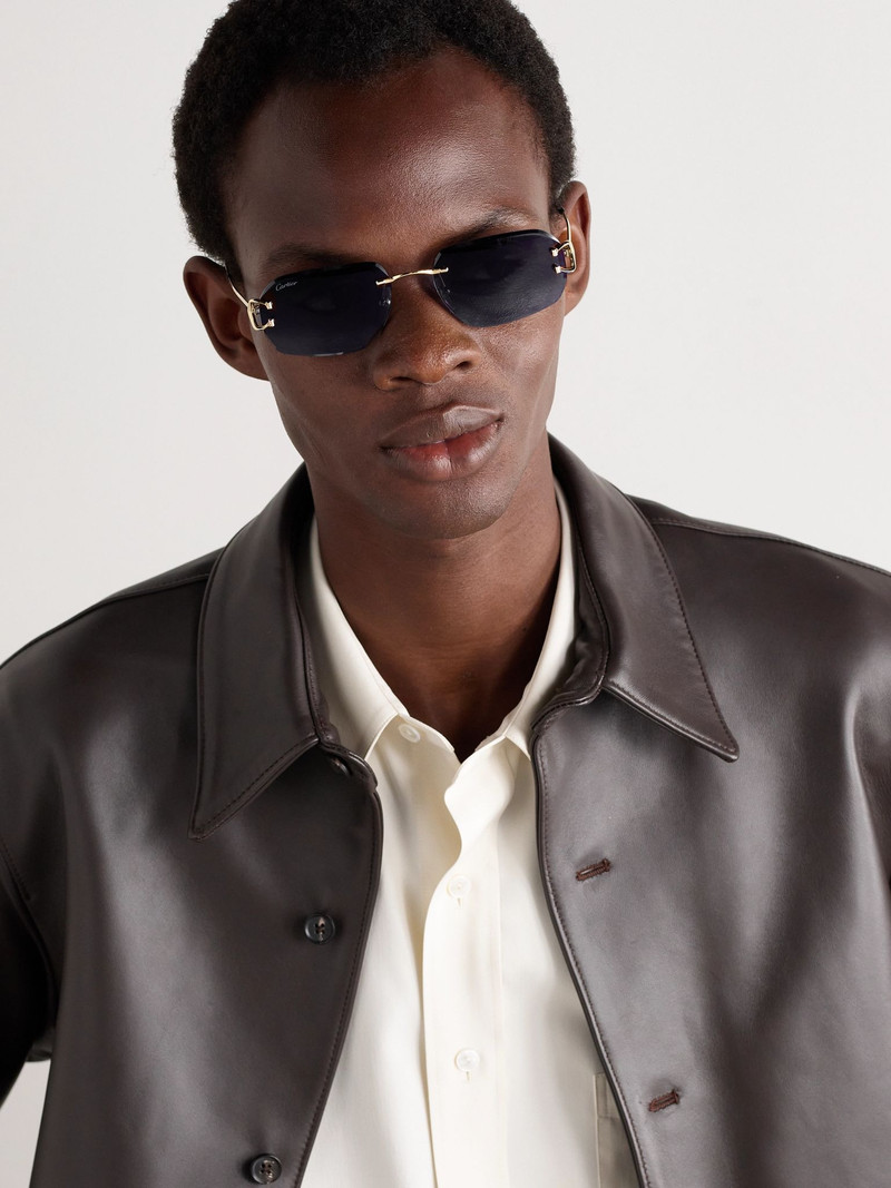 Cartier Signature C Rimless Rectangular-Frame Gold-Tone Sunglasses Gold outlook