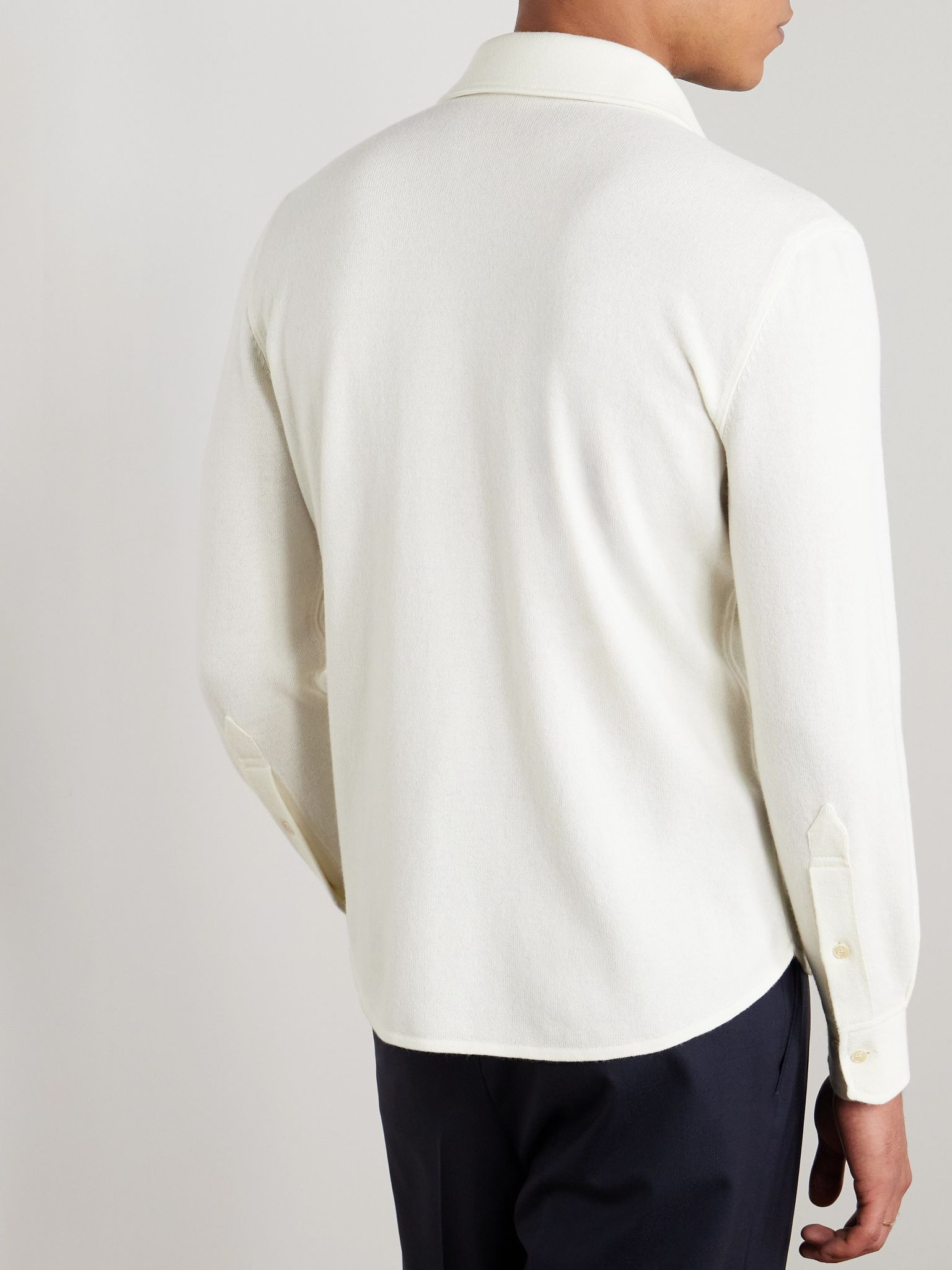 Slim-Fit Virgin Wool, Cashmere and Silk-Blend Shirt White - 4