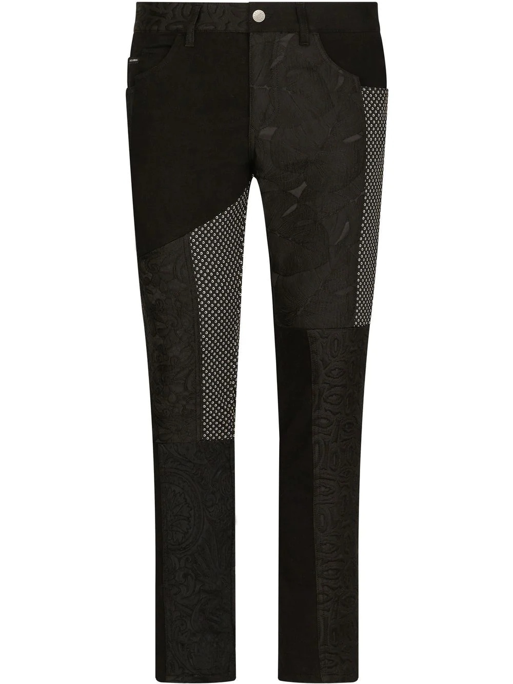 patchwork slim fit trousers - 1