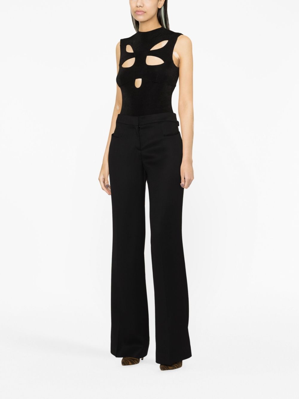 wool straight-leg trousers - 3