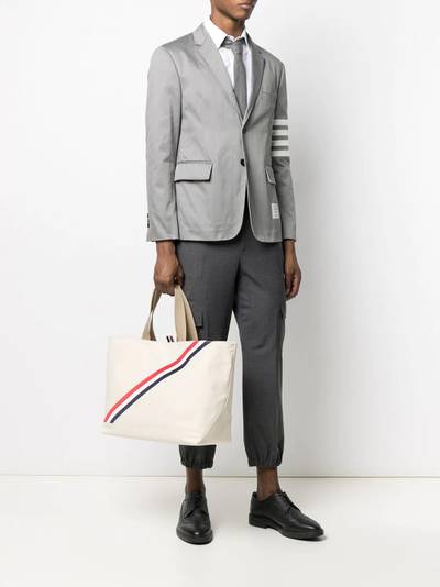 Thom Browne RWB stripe canvas tote bag outlook