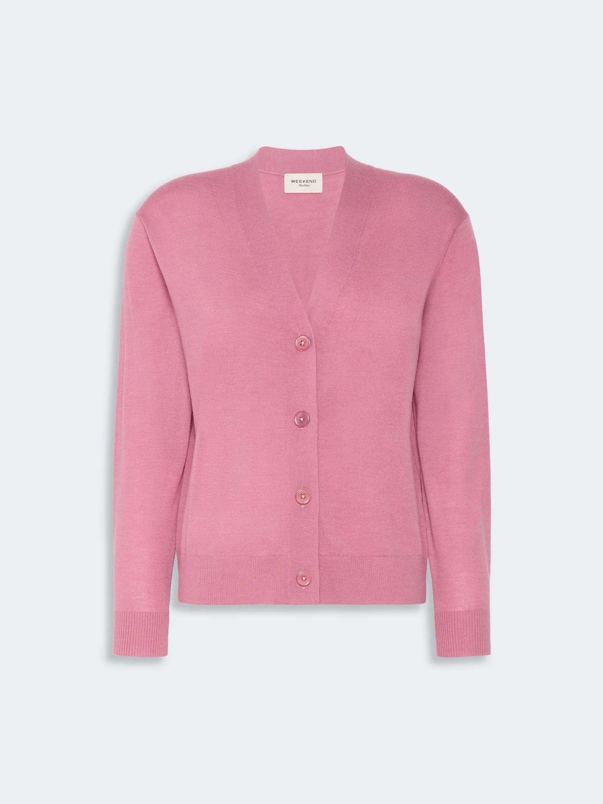 TORRE Wool, silk and cashmere V-neck cardigan - RASPBERRY - 1