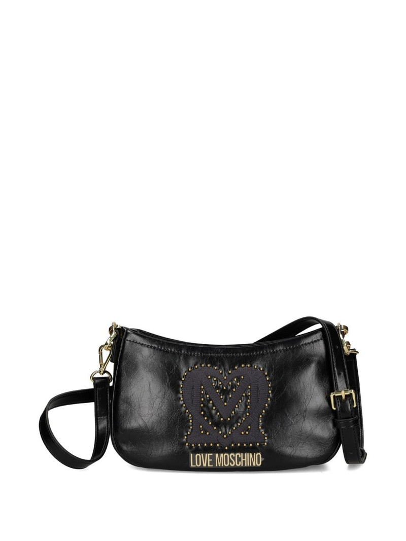 logo-plaque studded shoulder bag 5