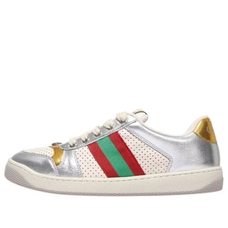 (WMNS) Gucci Screener Metallic Calfskin Web 'Silver Gold' 701103-AACEG-8143 - 1