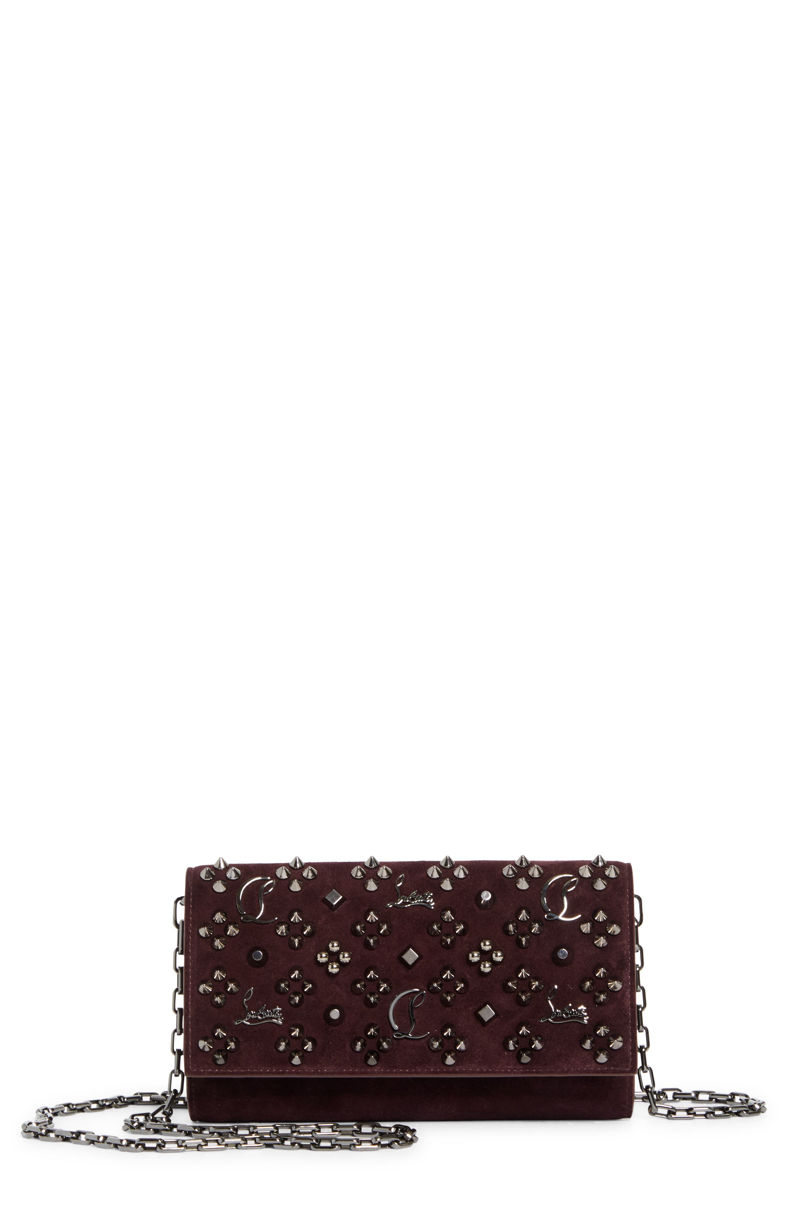 Christian Louboutin Paloma Loubinthesky Suede Wallet on a Chain in Amara/Gun Metal at Nordstrom - 1