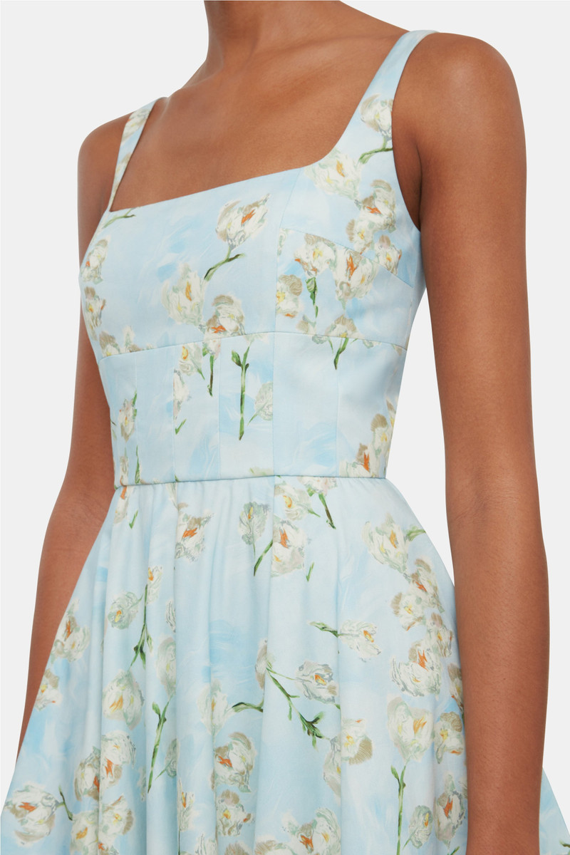 Mini Mona Dress with Little Lillie's on Blue Cotton 4