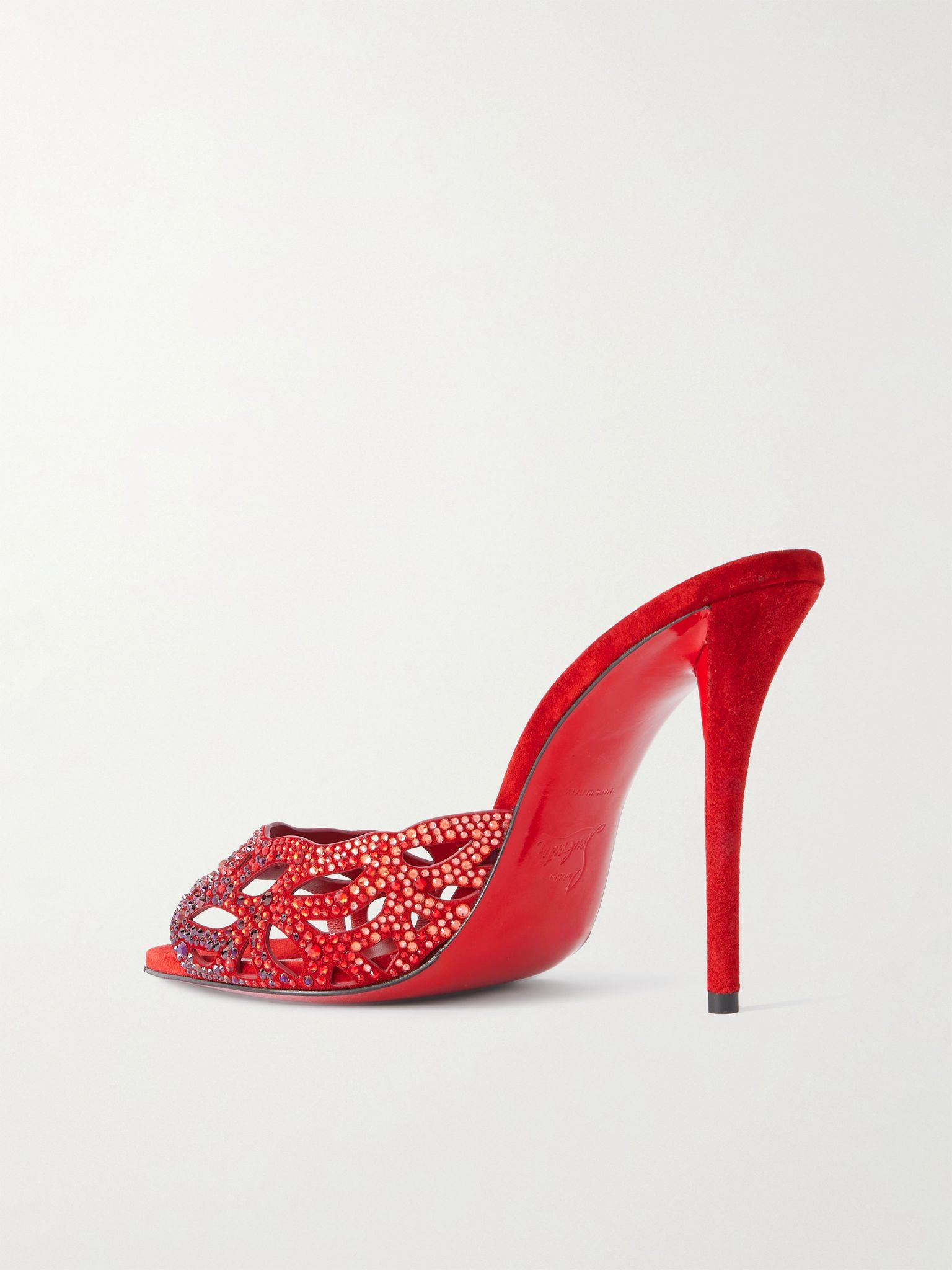 Lasera 100 cutout crystal-embellished suede sandals Red - 3
