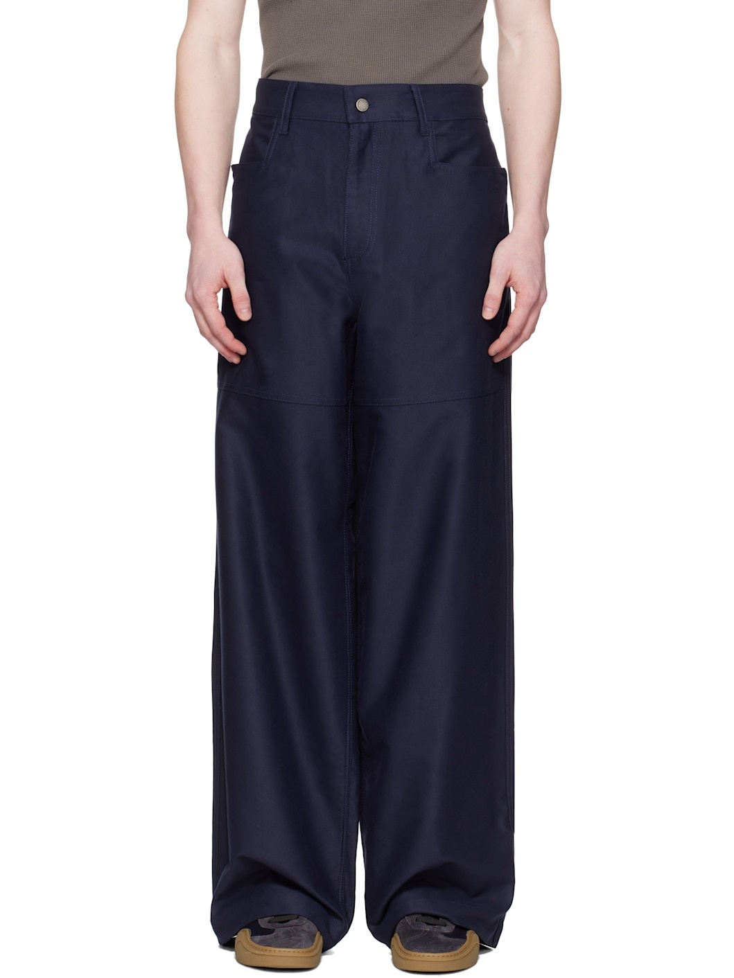 Navy Wide Sailor Trousers - 1