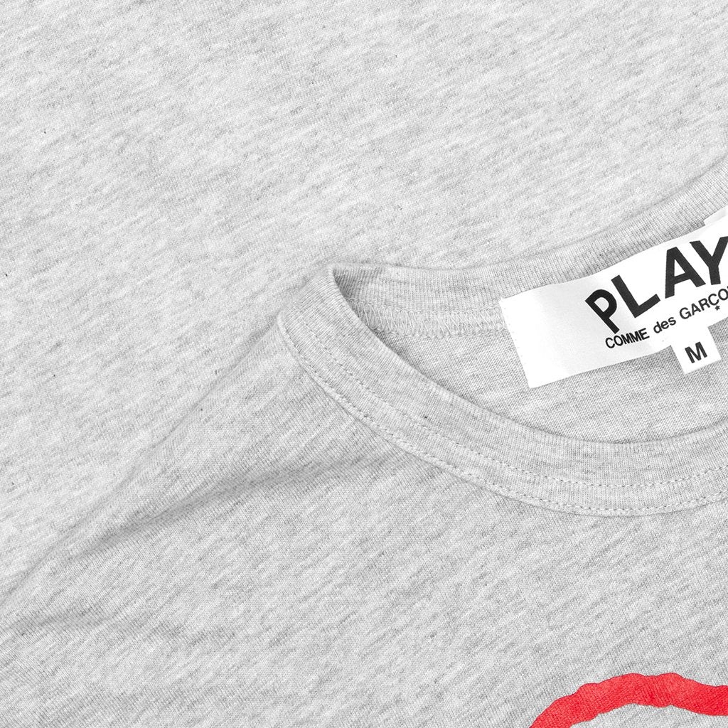 COMME DES GARCONS PLAY WOMEN'S RED HEART SKETCH TEE - GREY - 3