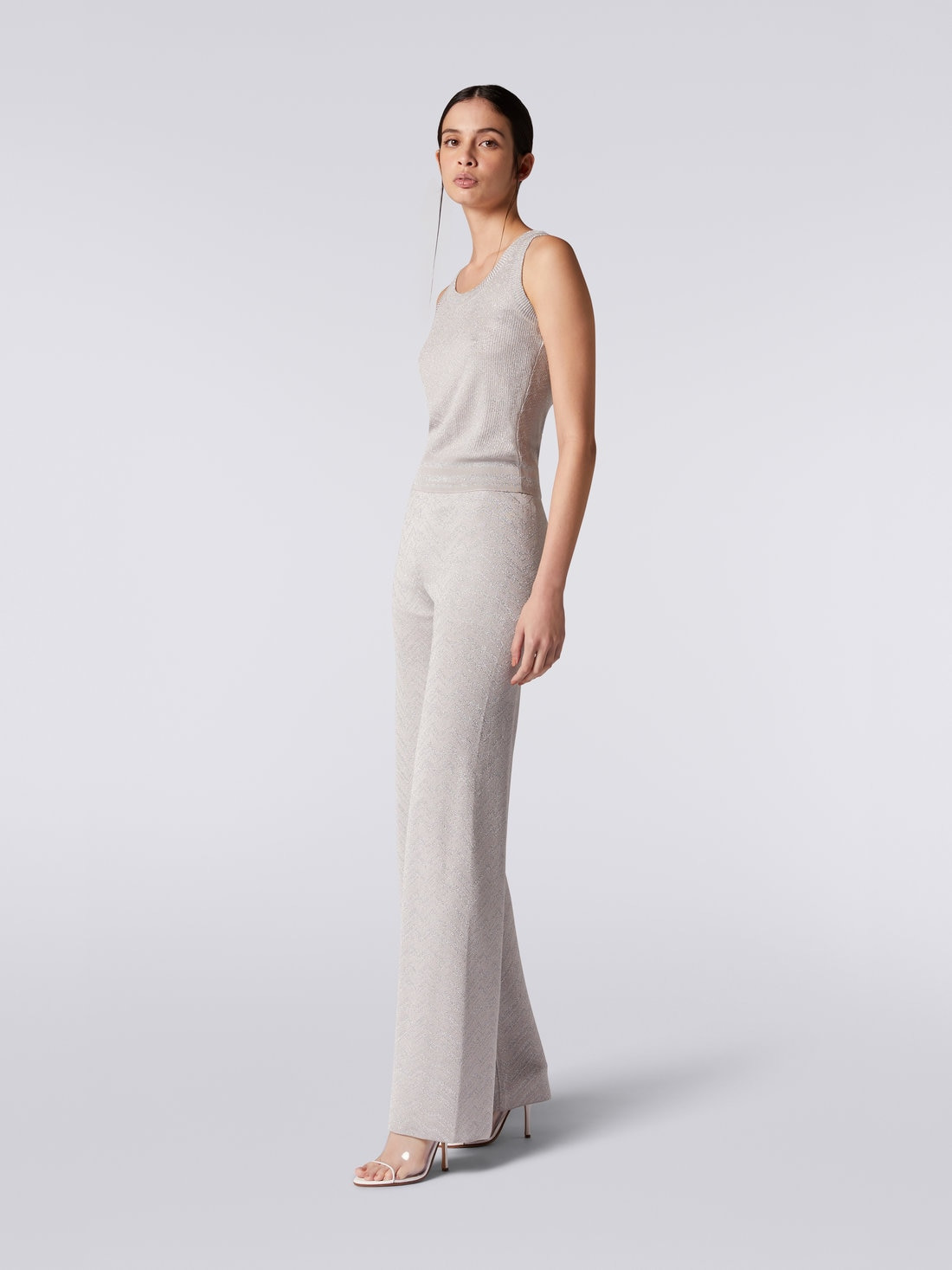 Flared trousers with chevron and Lurex sections - 3