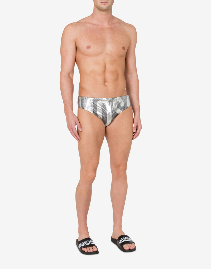 Moschino SWIM BRIEFS SILVER MAXI LOGO outlook