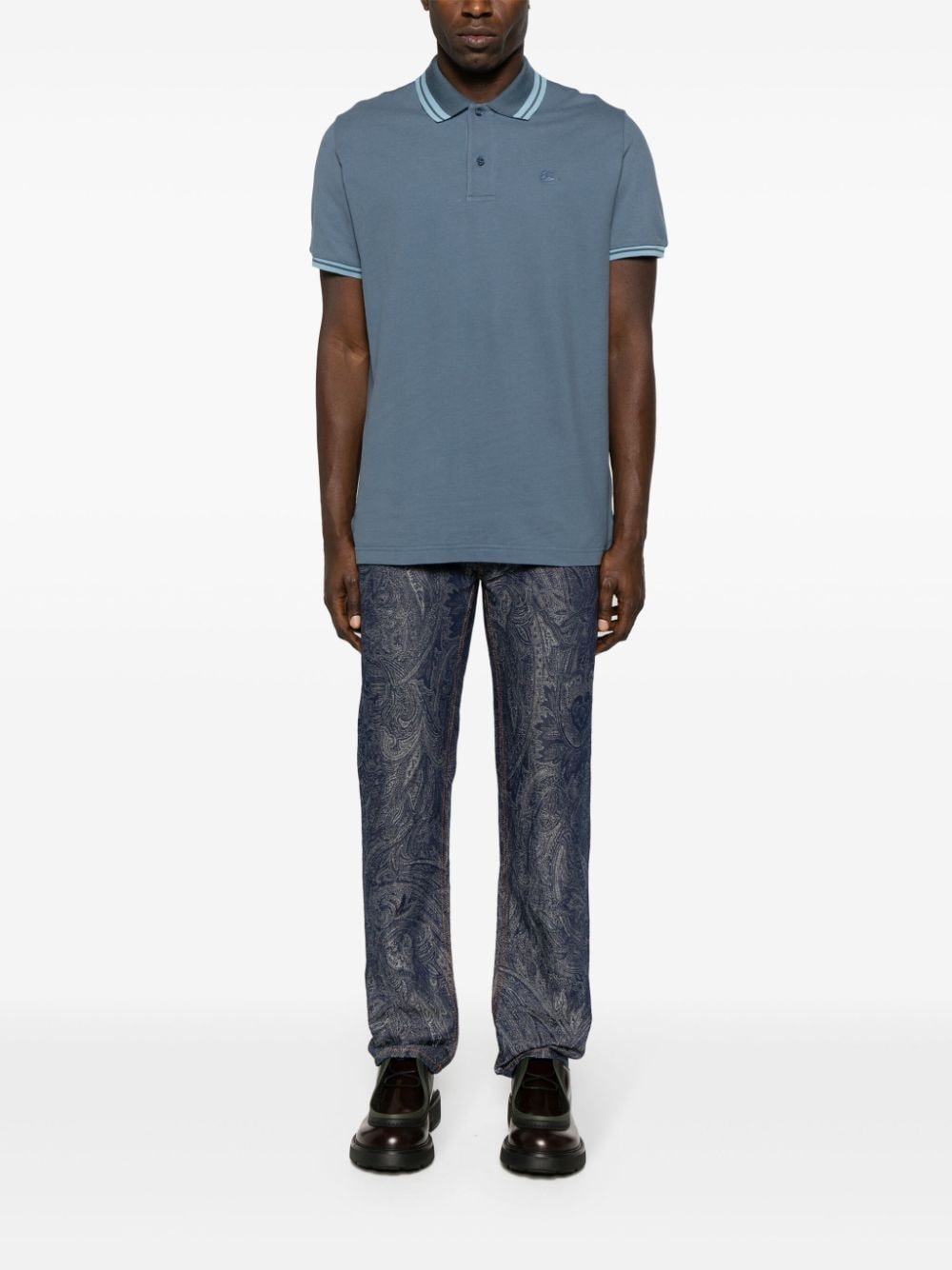 paisley-jacquard straight-leg trousers - 2