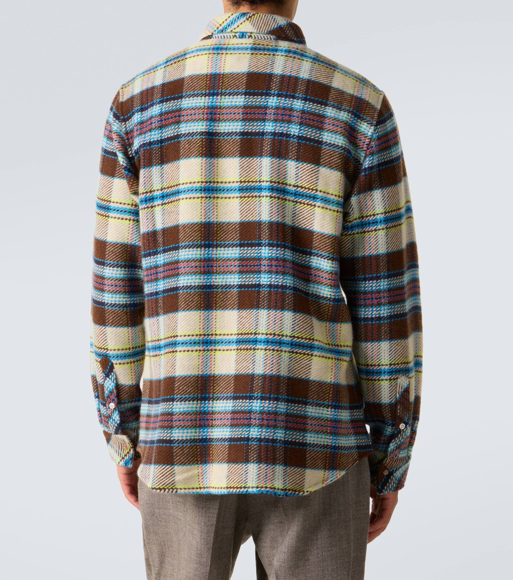 Plaid cashmere shirt with sunstone - 4