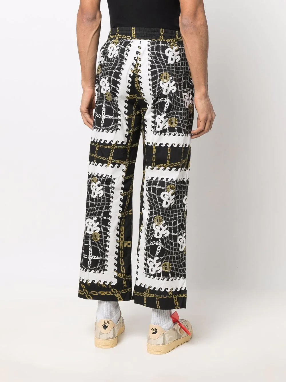 chain-link print trousers - 4