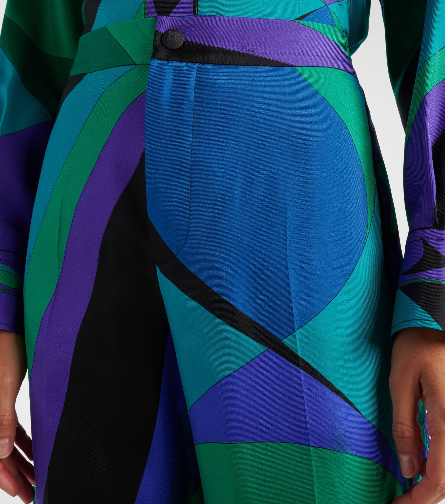 Printed silk wide-leg pants - 4