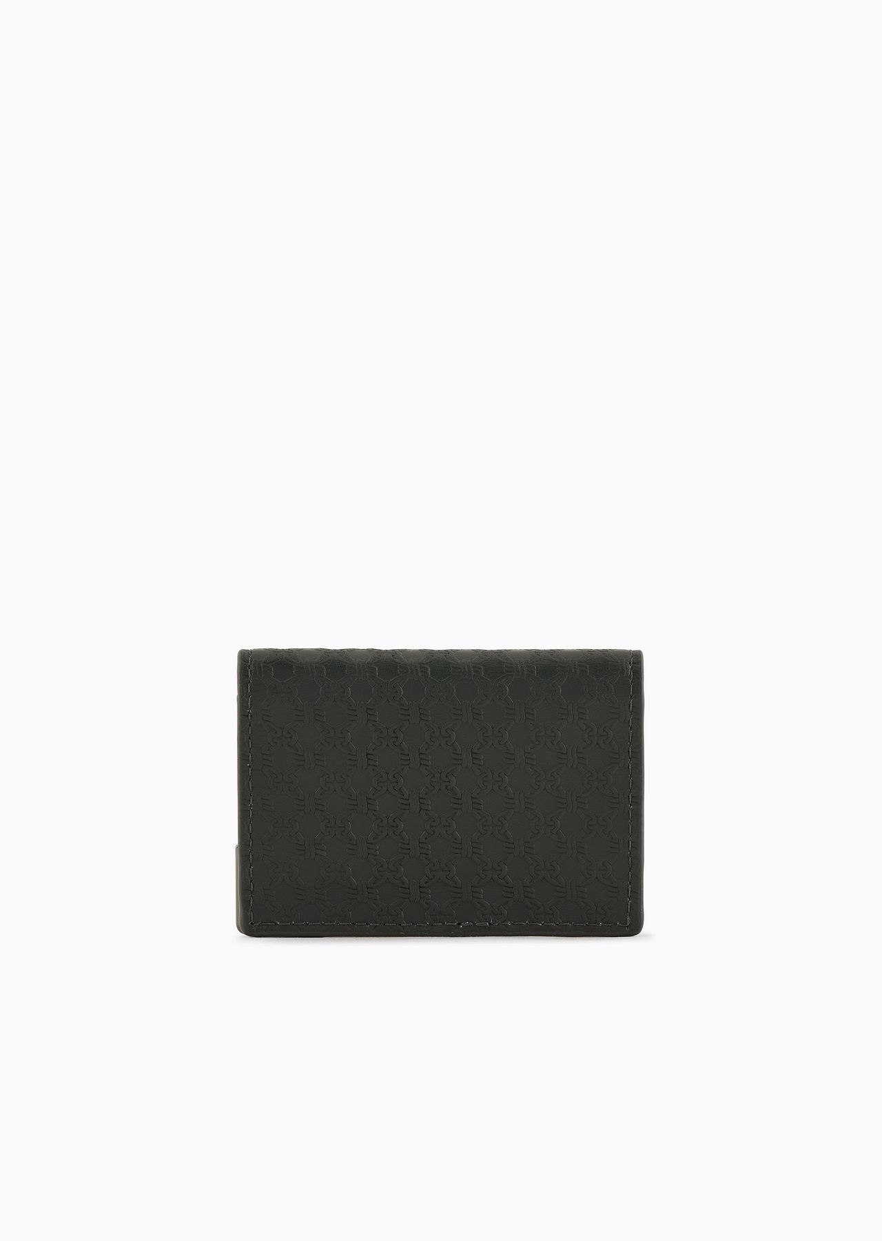 Leather card holder with flap and all-over embossed pattern - 2