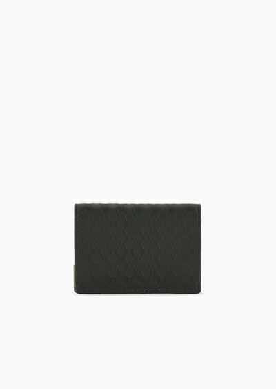 EMPORIO ARMANI Leather card holder with flap and all-over embossed pattern outlook