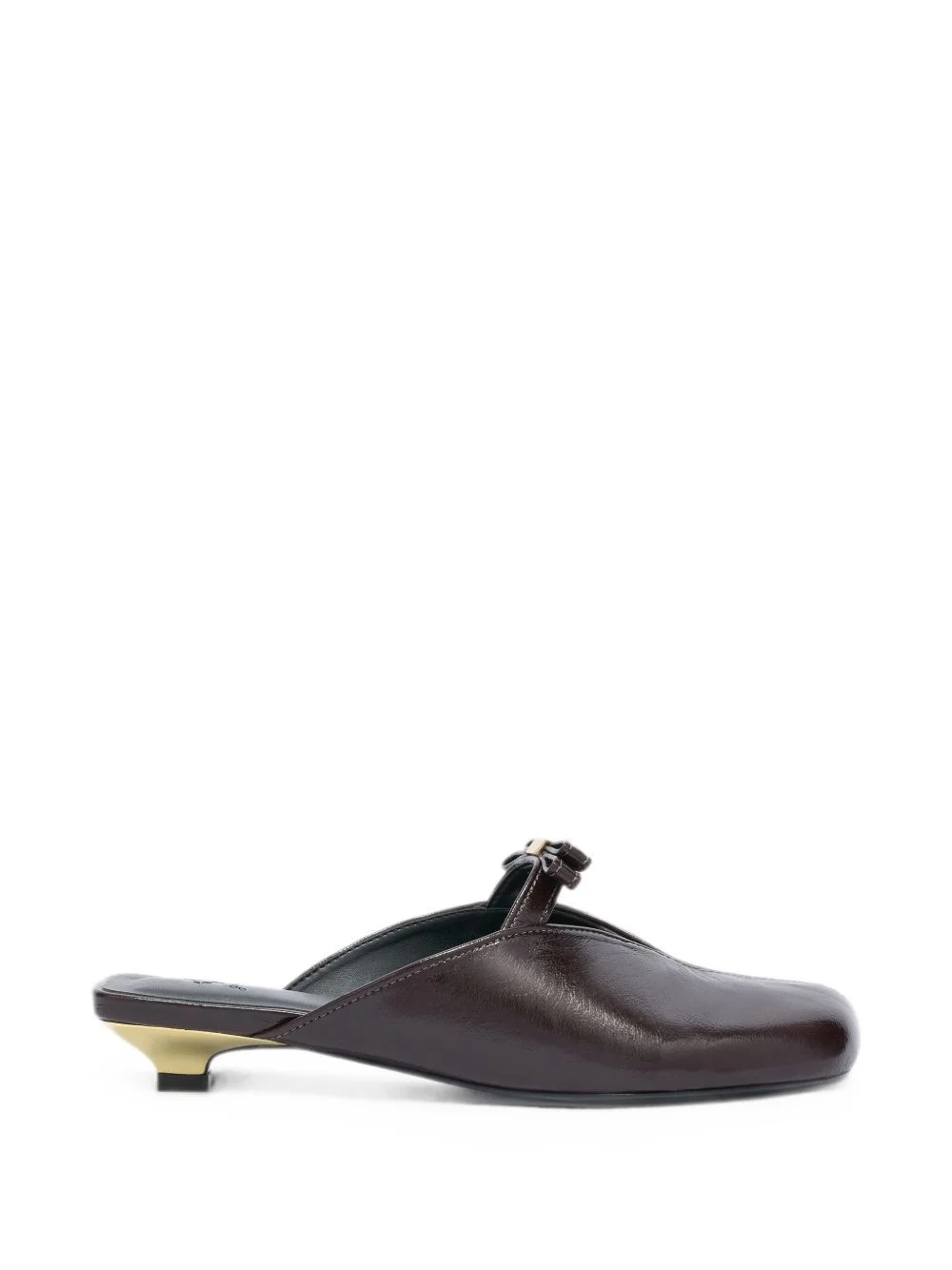 Sue kitten-heel mules in brown - 1