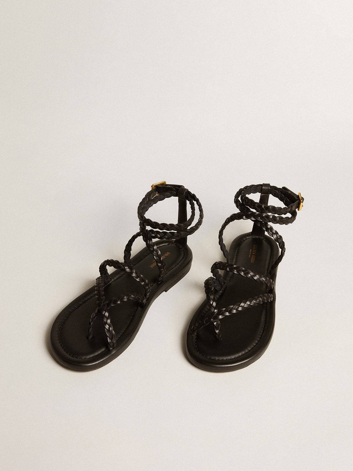 Penelope flat sandals in black leather - 2