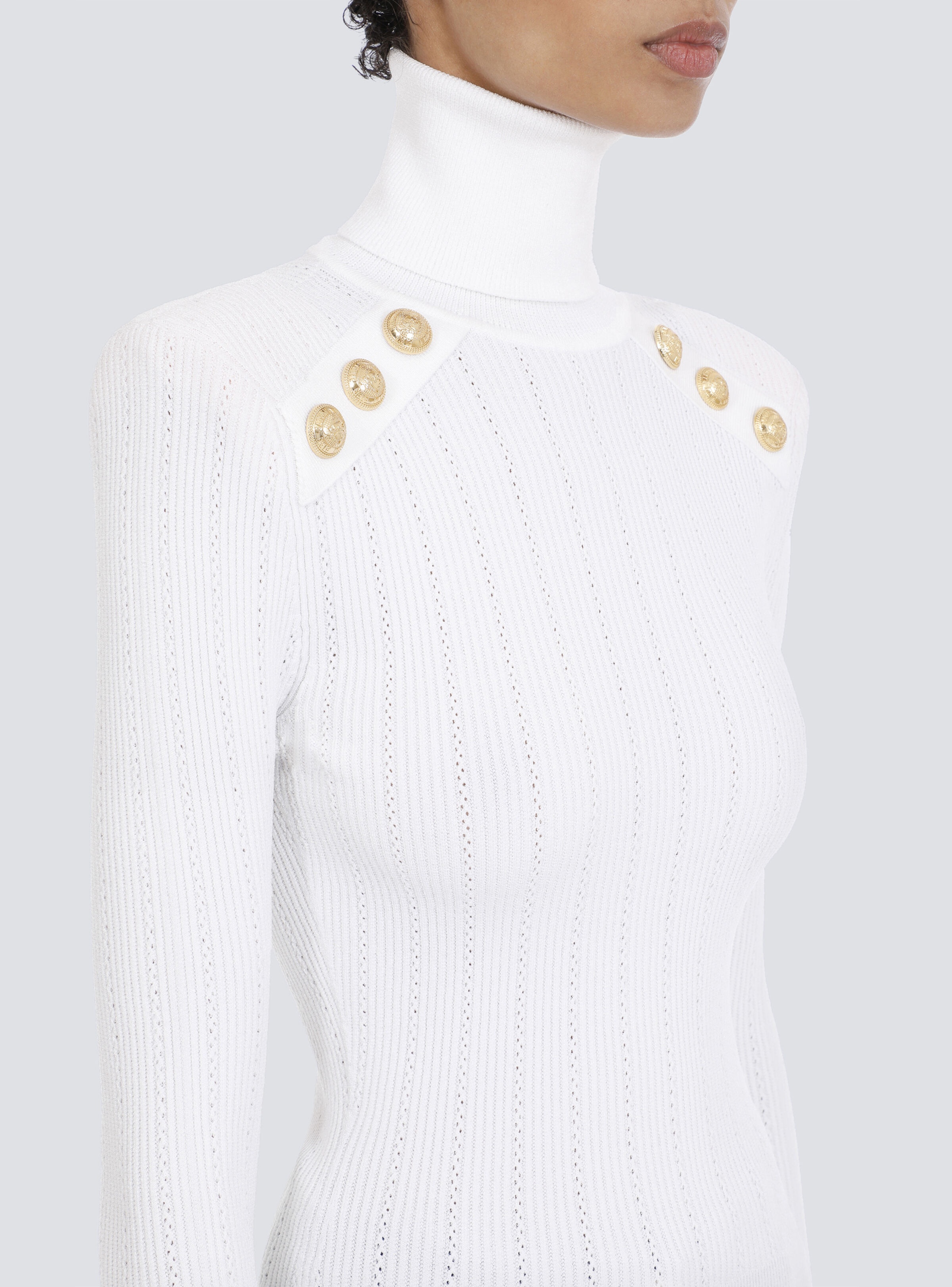 Knit sweater with gold-tone buttons - 8