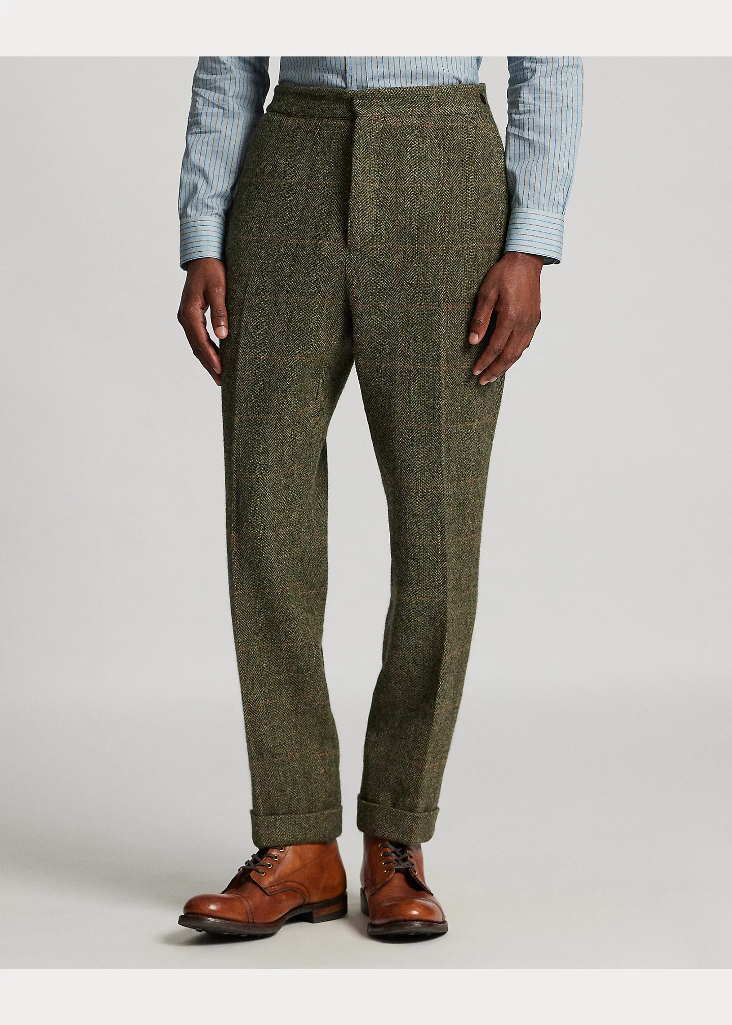 Slim Fit Windowpane Wool Suit Trouser - 3