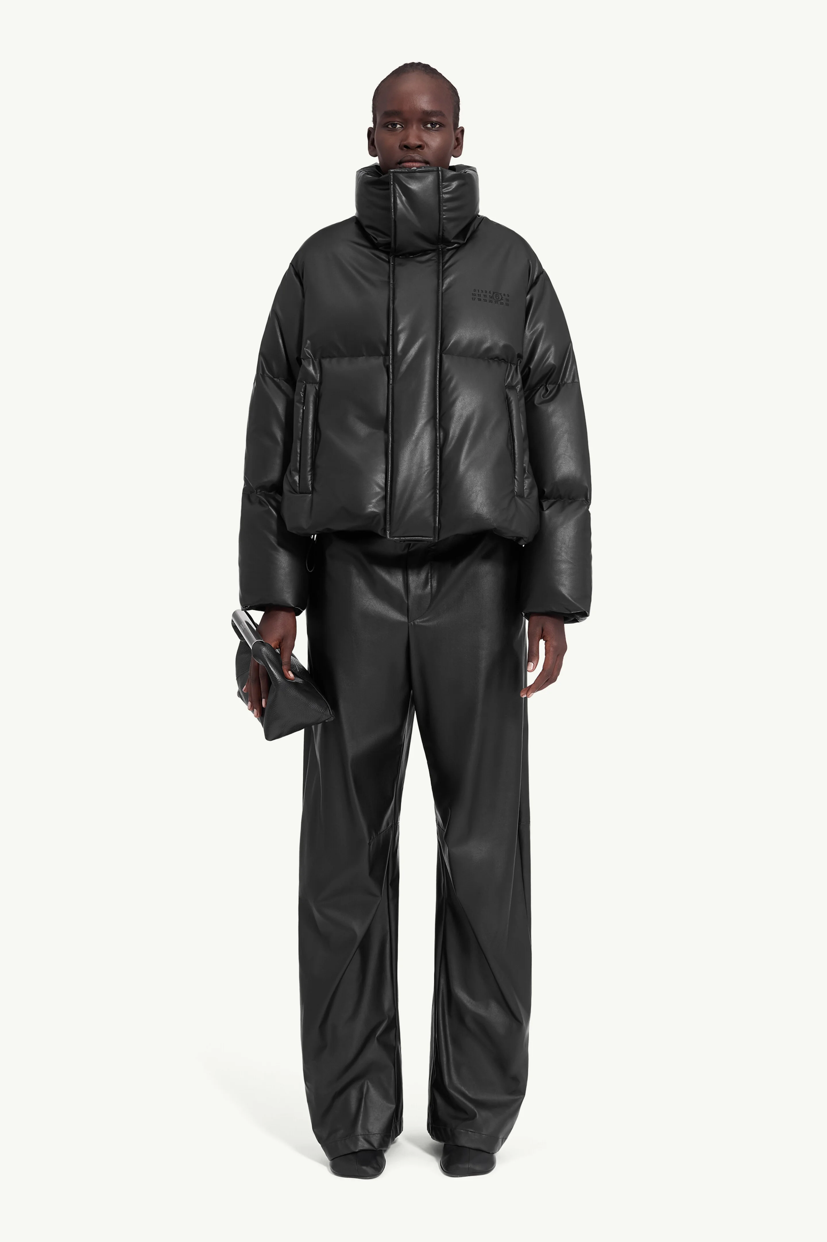 Padded faux leather jacket - 1