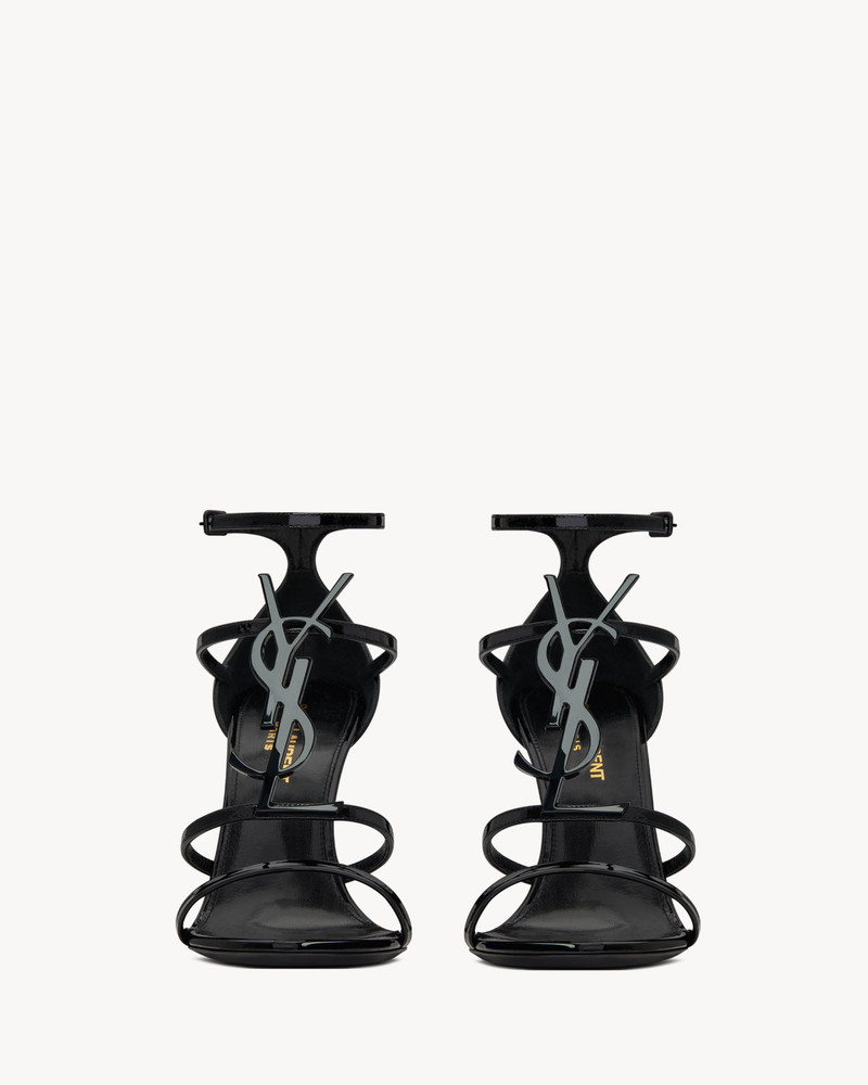 SAINT LAURENT cassandra sandals in patent leather with black monogram outlook