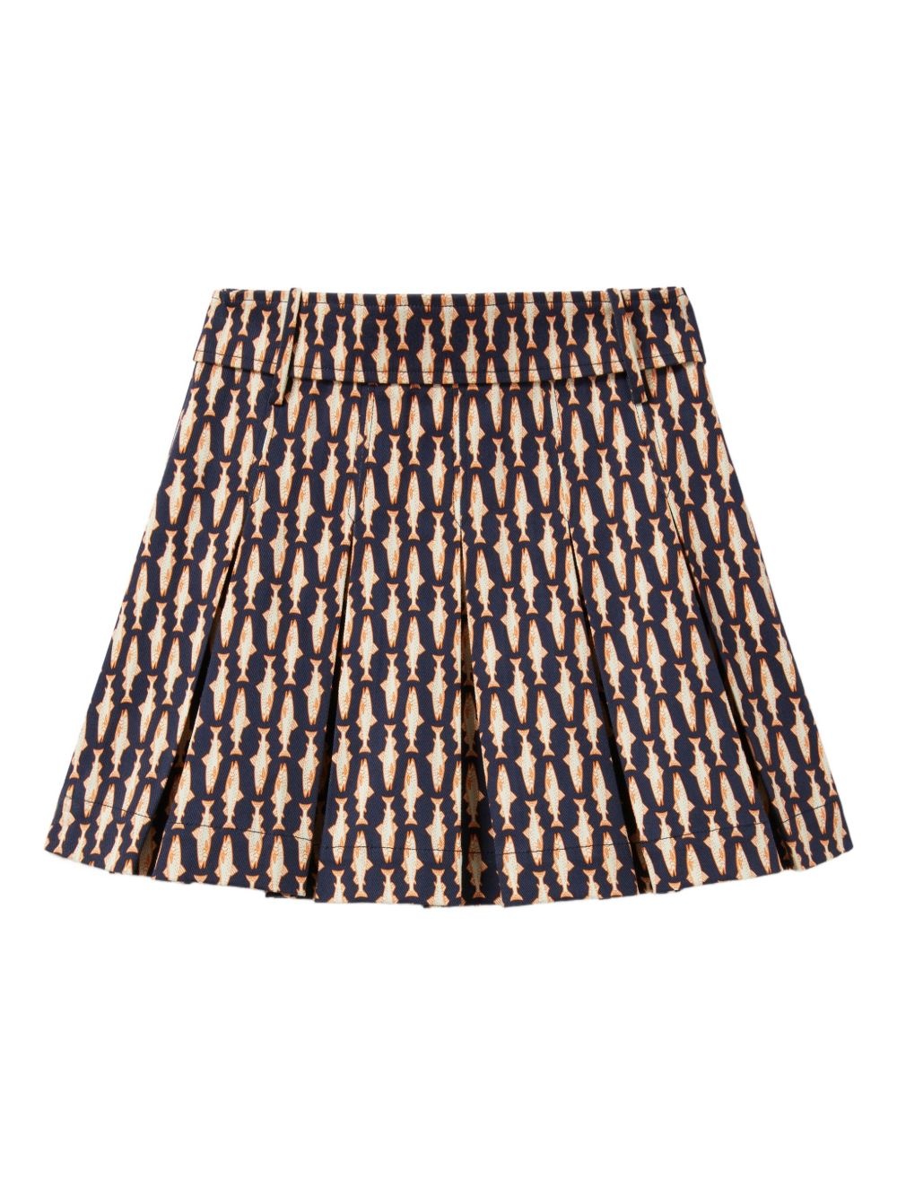 pleated fish-print skirt - 4