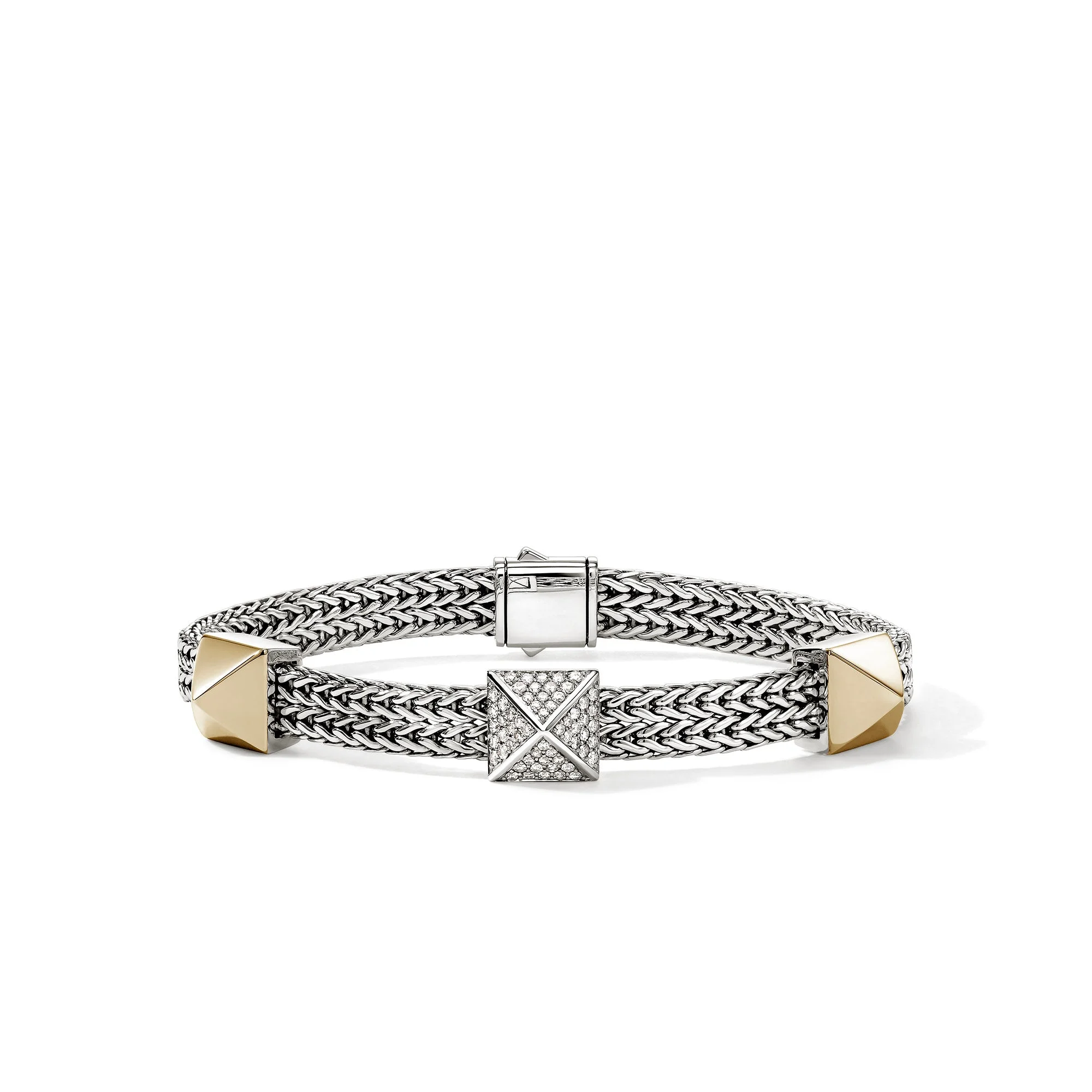 Icon Stud Bracelet, Gold, Sterling Silver, Diamonds, 6MM - 1
