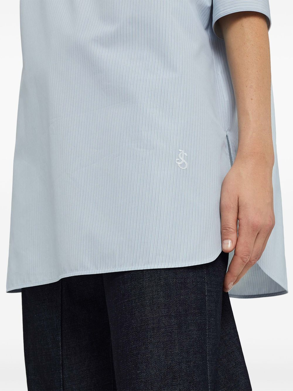 striped half-sleeve cotton shirt - 5