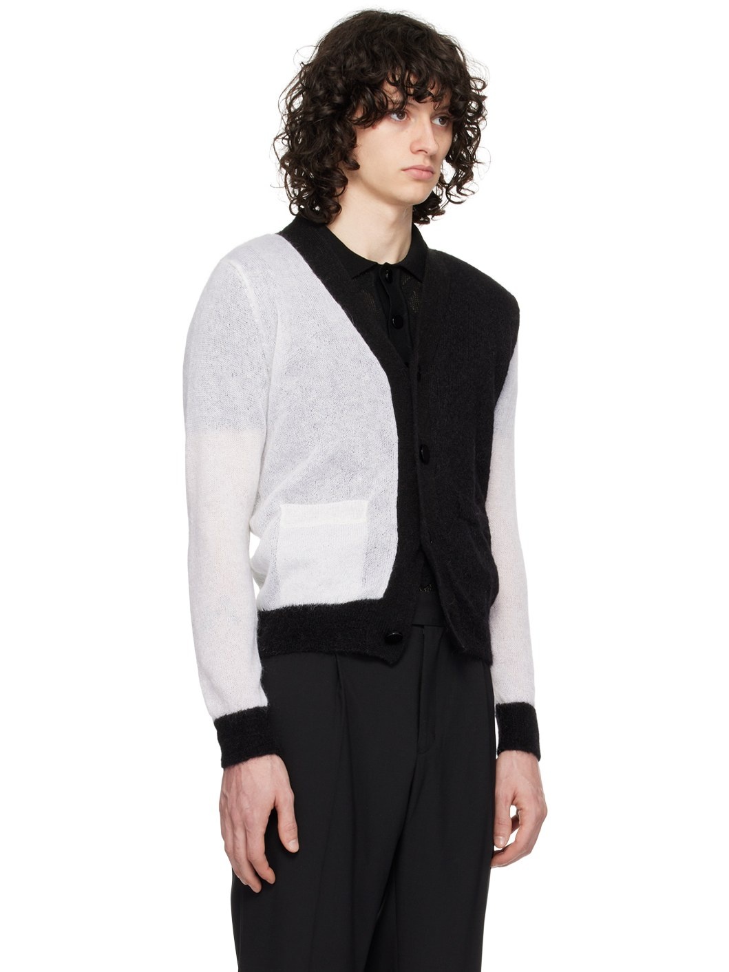 Black & White Colorblock Cardigan - 3