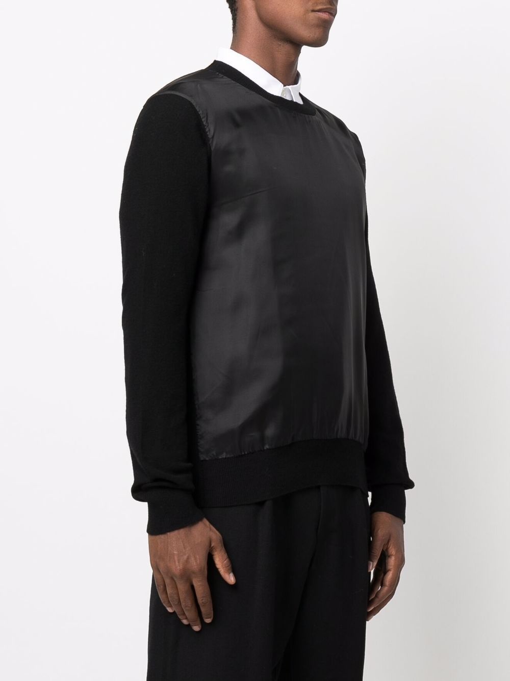 panelled crew-neck jumper - 3