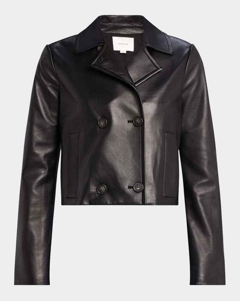Shrunken Leather Peacoat 1