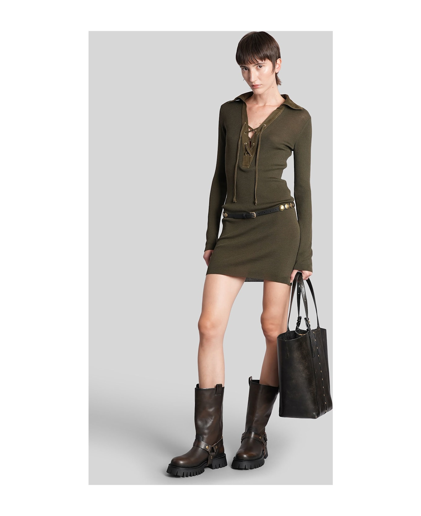Orly Mini Dress In Green Cotton - 2