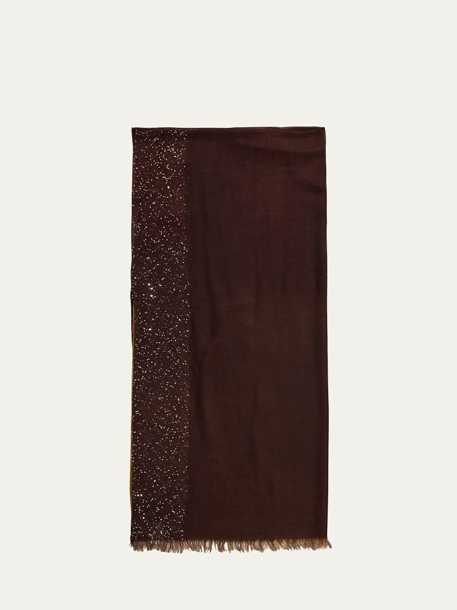 Dania Sequined Ombre Wool-Silk Scarf - 1
