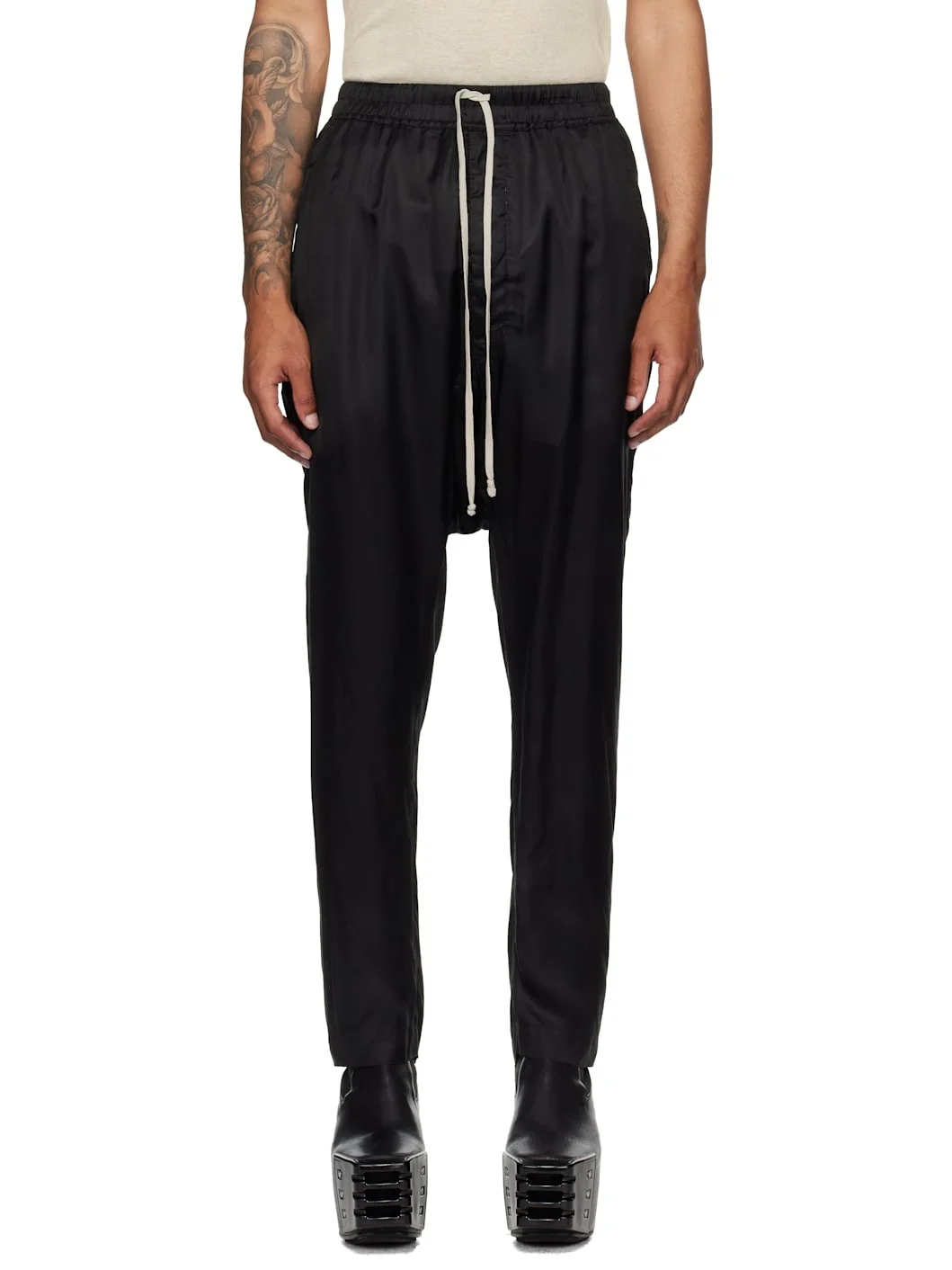 Black Concordians Drawstring Long Trousers - 1