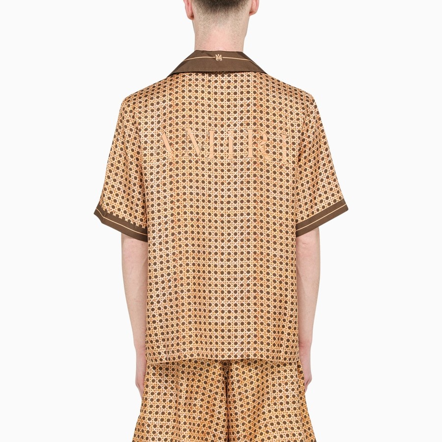 Brown printed silk shirt - 3