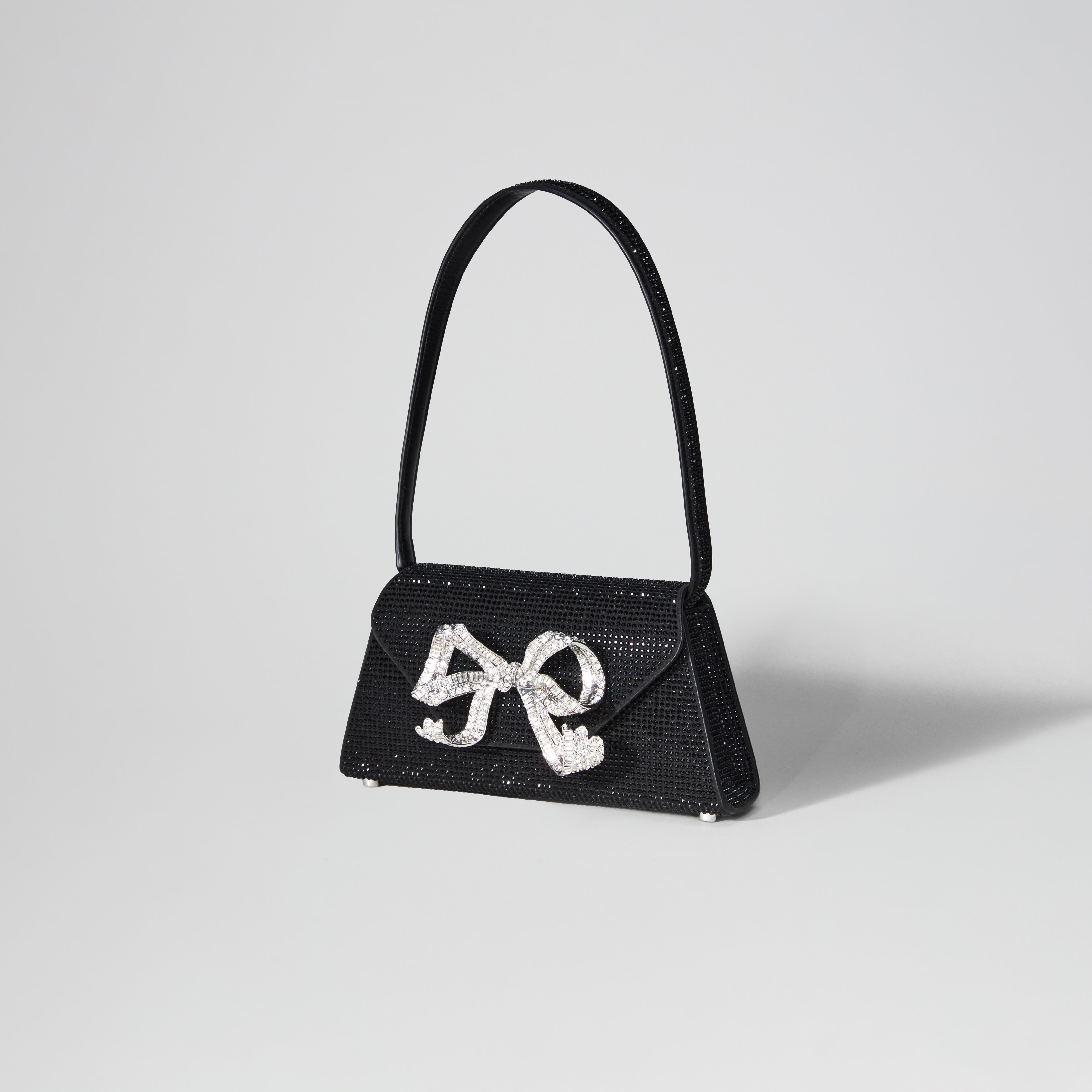 Black Rhinestone Bow Mini Shoulder Bag - 2