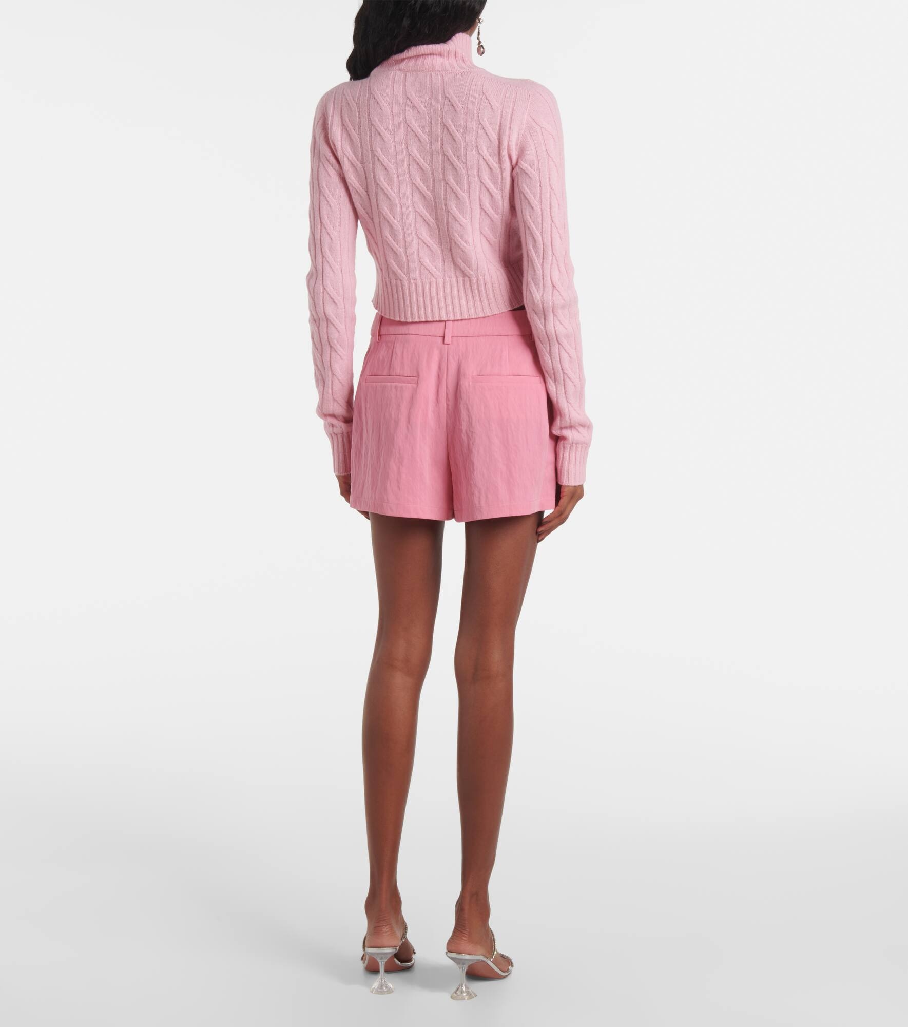 Floral-appliqué gabardine shorts - 3