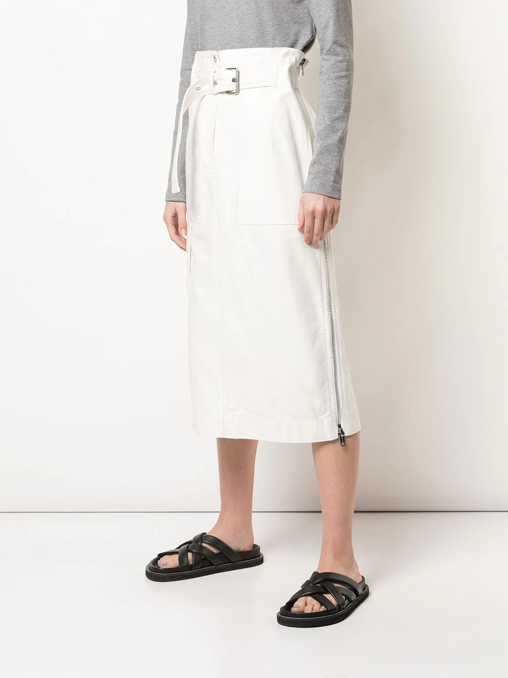belted denim midi skirt - 3