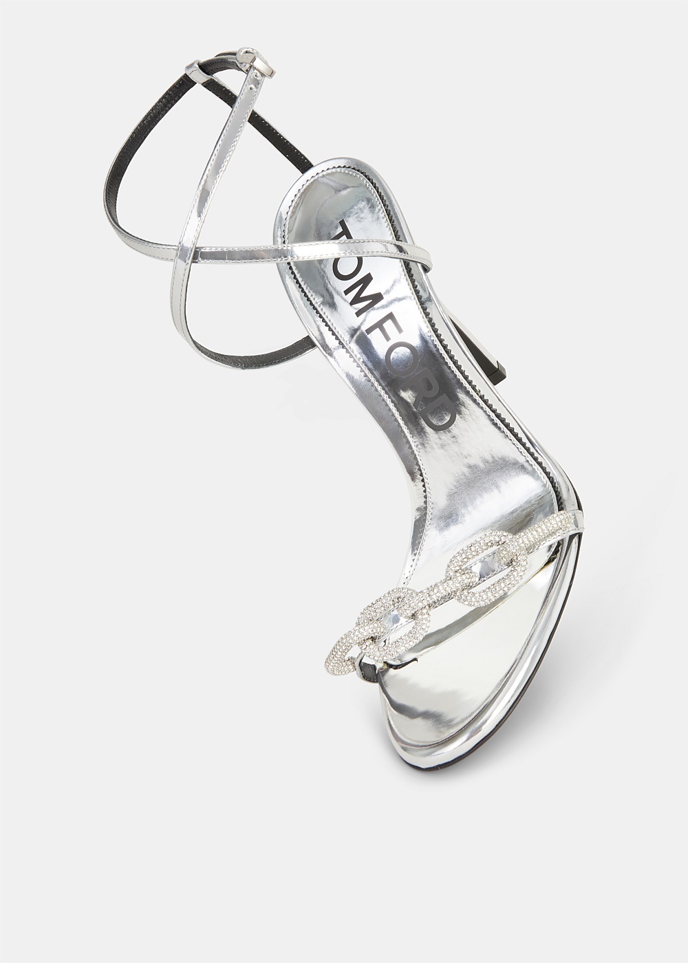 Silver Chain Ankle Wrap Sandals - 3