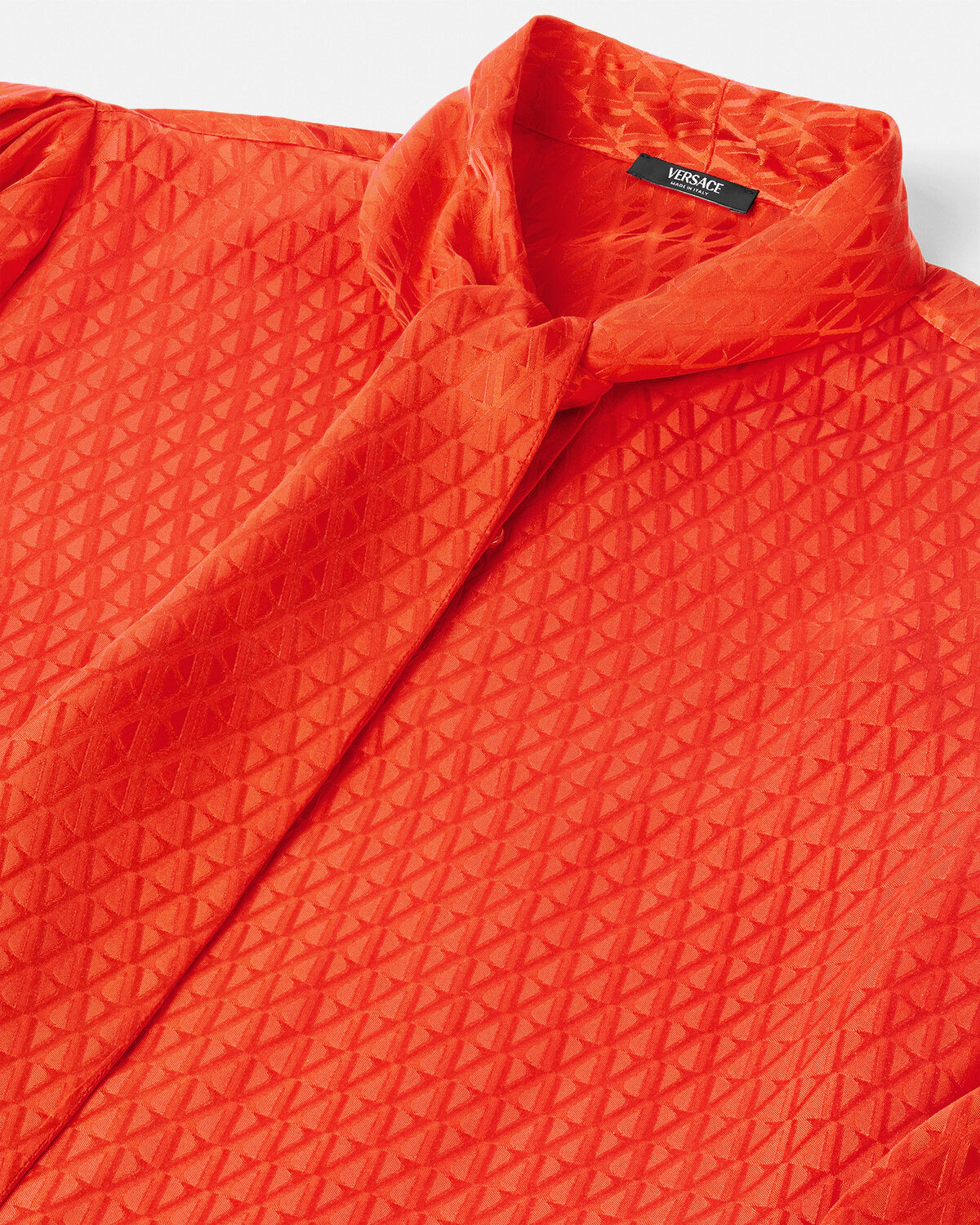 V Allover Jacquard Silk Lavallière Shirt - 2