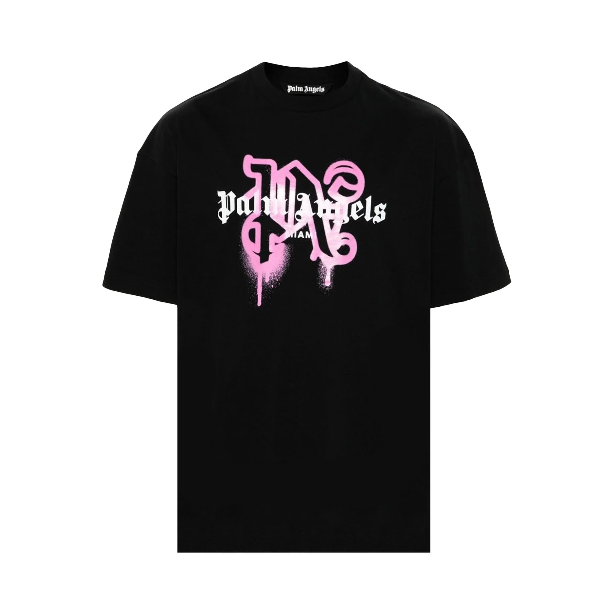 Palm Angels Miami Monogram Spray Print T-Shirt 'Black' - 1