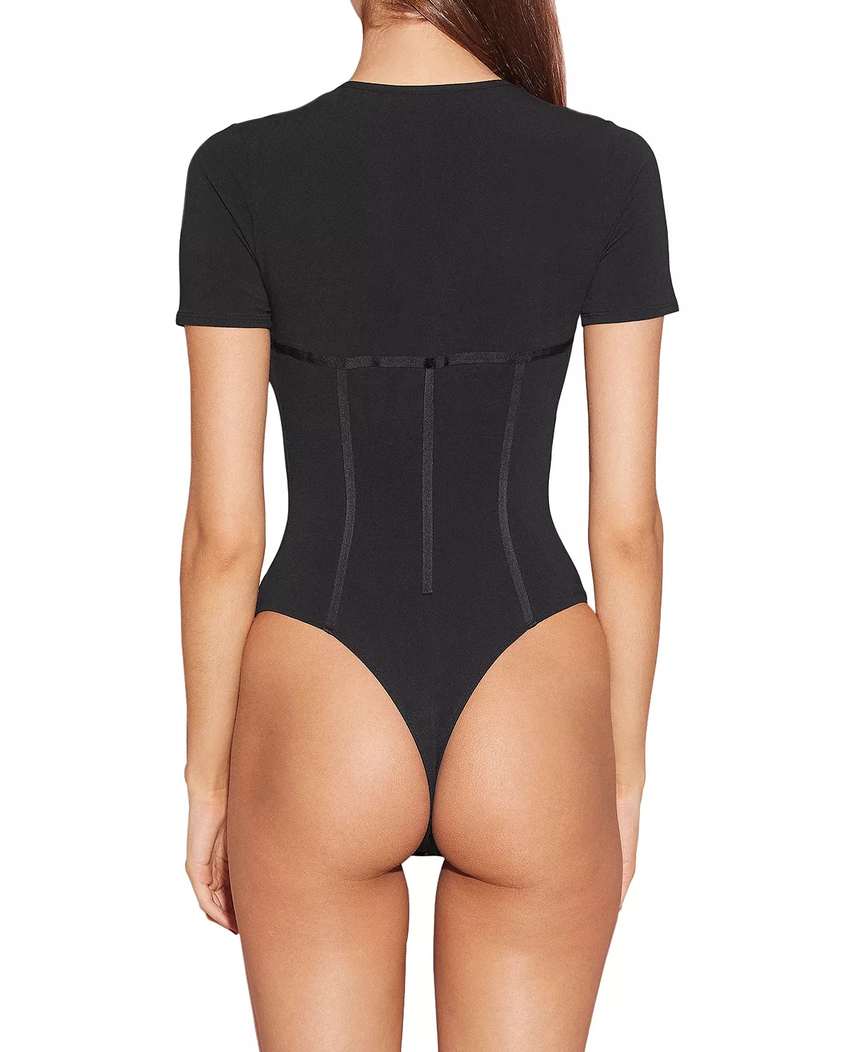 Short Sleeve Thong Bodysuit - 2