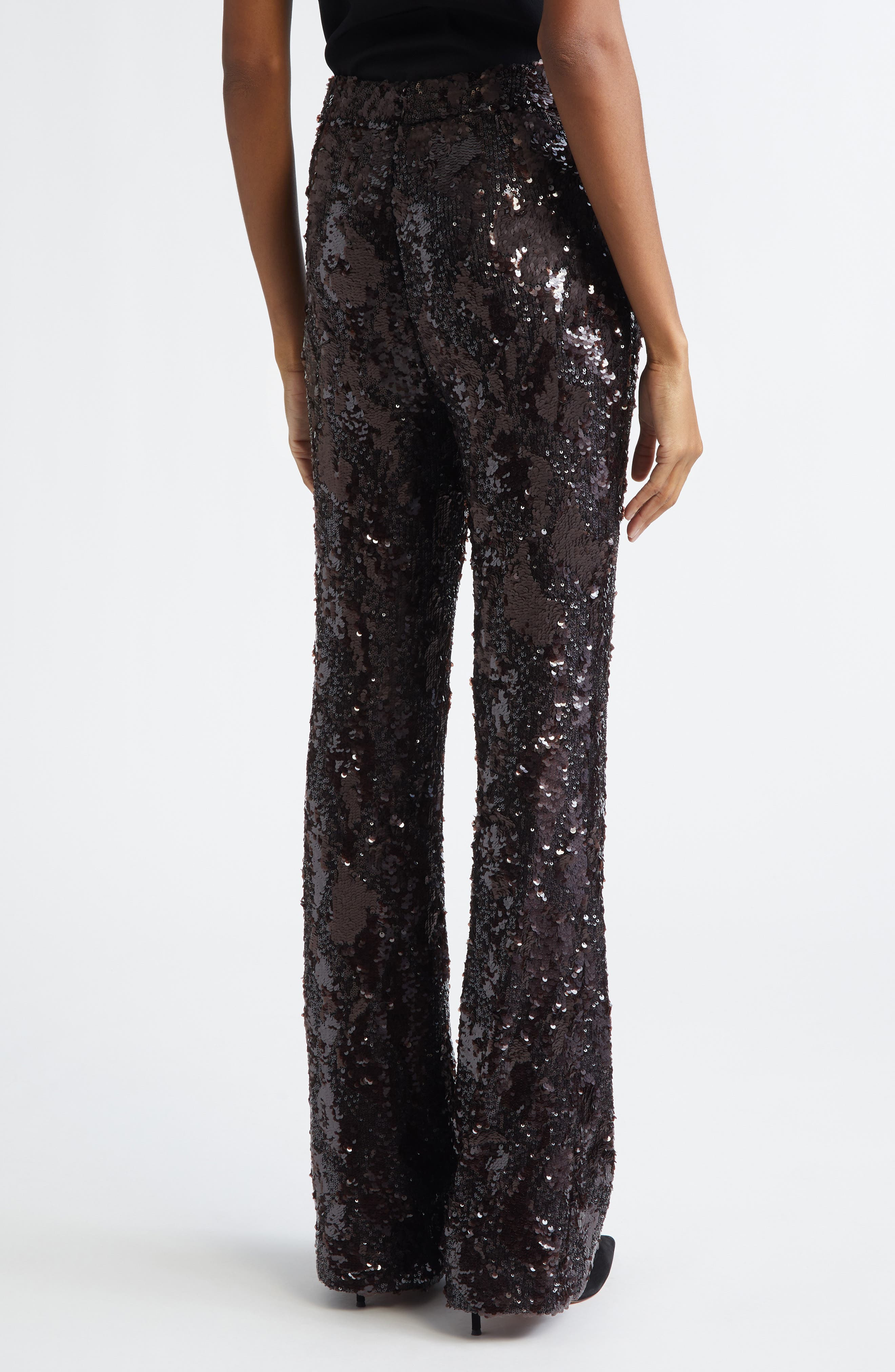 Veronica Beard Collier Sequin Skinny Flare Leg Pants in Dark Currant at Nordstrom - 3