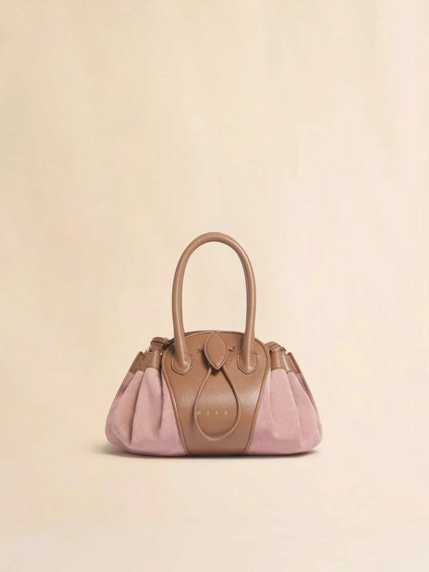 PINK LEATHER AND SUEDE TULIPEA SMALL HANDBAG - 1