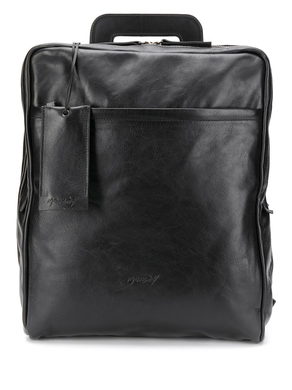 embossed logo square handle backpack - 1