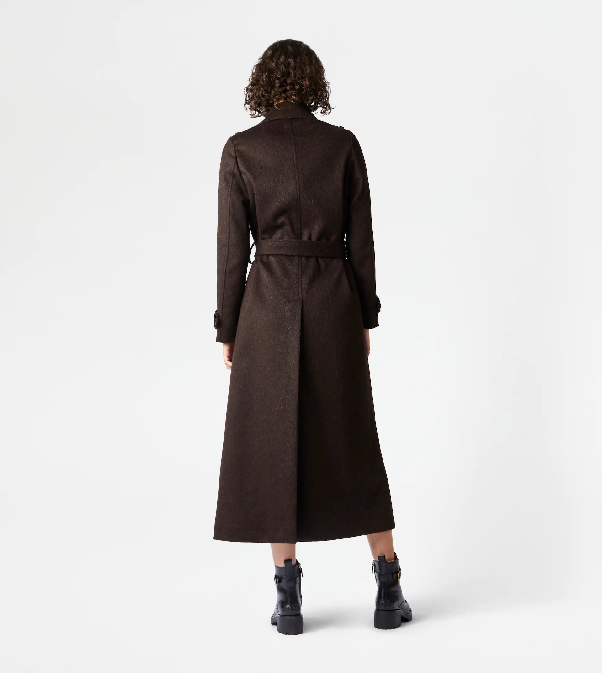 TRENCH COAT IN WOOL FELT - BROWN - 3