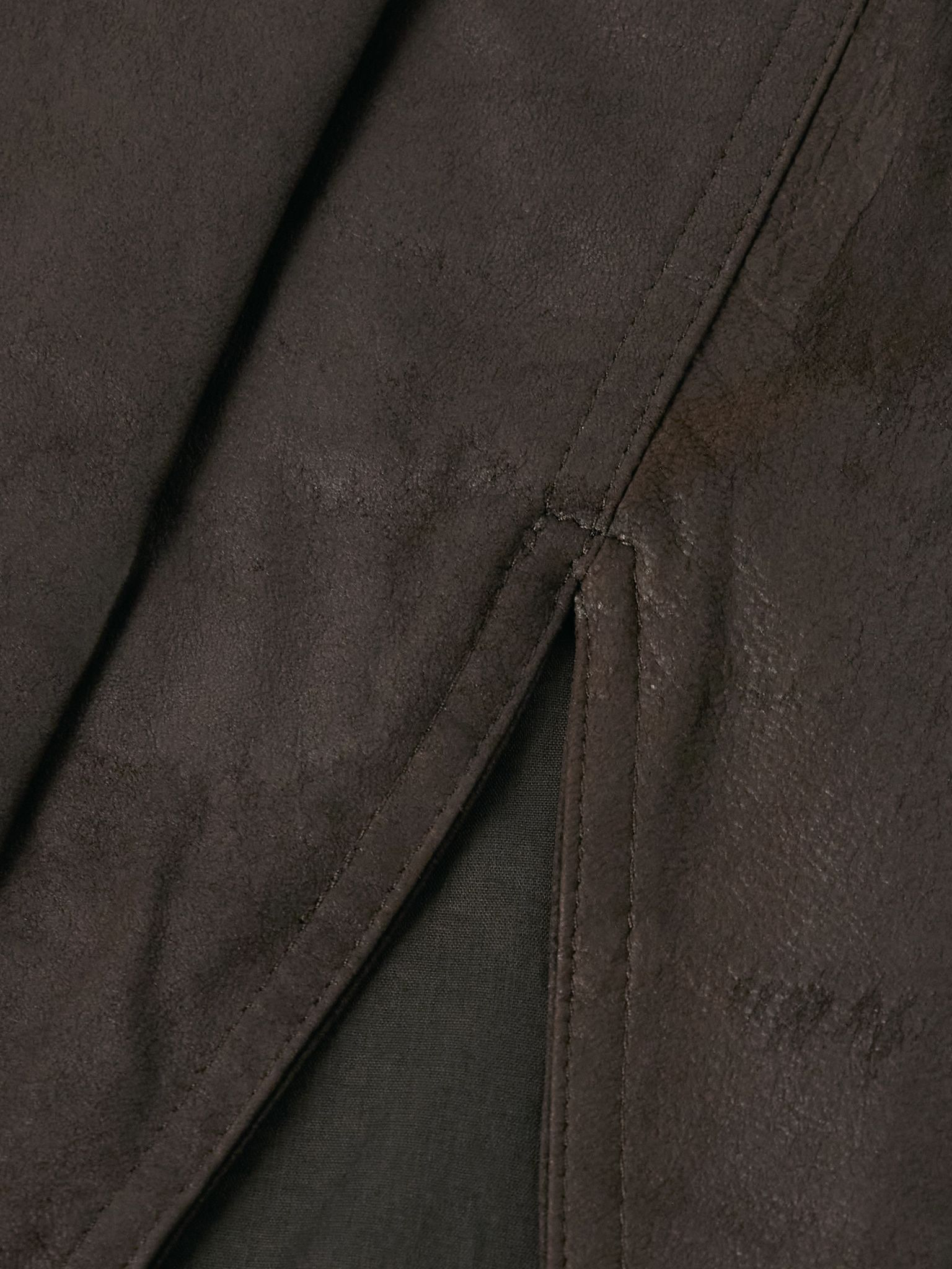 Straight-Leg Leather Drawstring Shorts Dark brown - 5