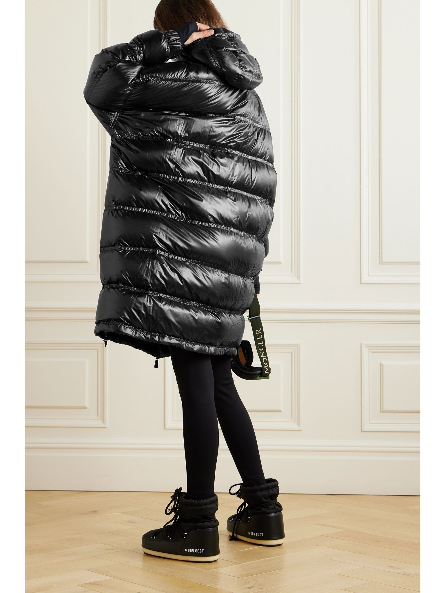 Rochelair hooded padded quilted shell down parka Black - 4